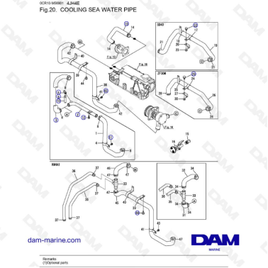 Yanmar 4JH4-E - COOLING SEA WATER PIPE