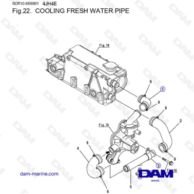 Yanmar 4JH4-E - COOLING FRESH WATER PIPE