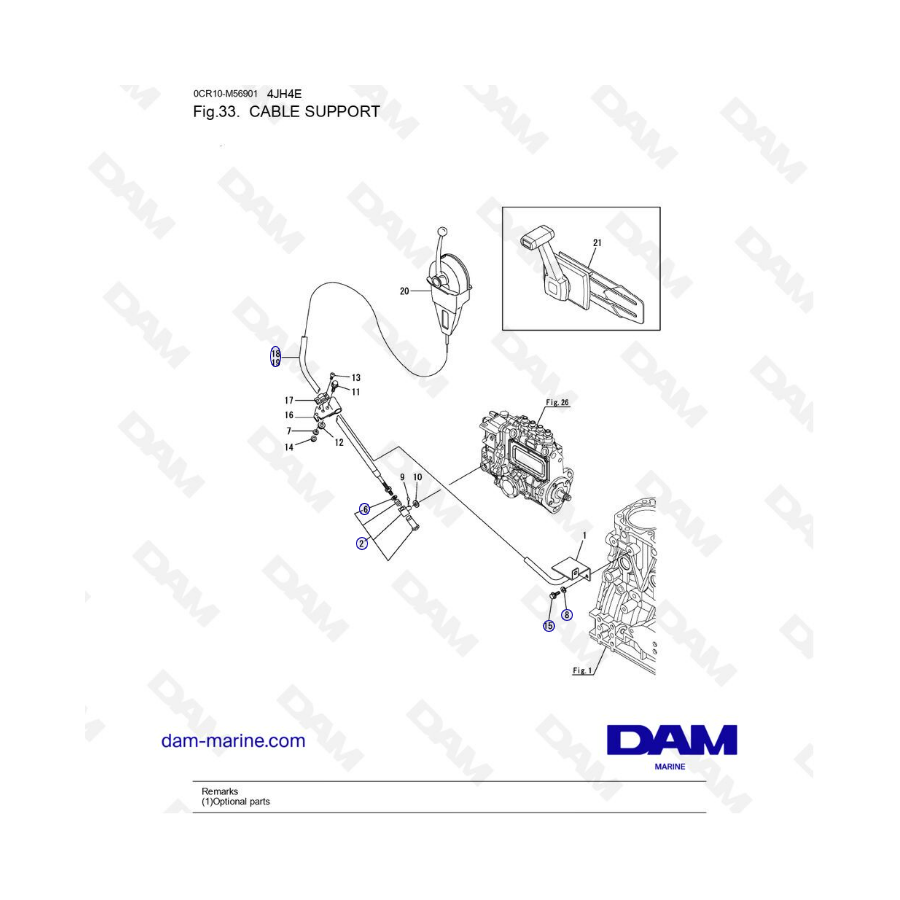 Yanmar 4JH4-E - CABLE SUPPORT