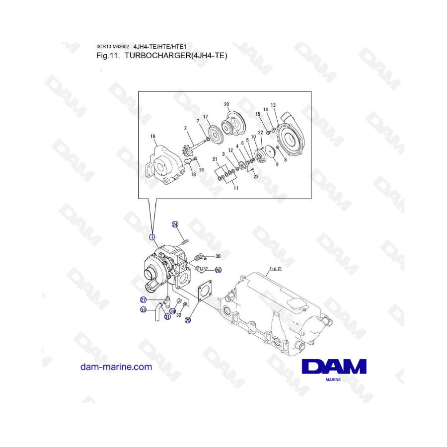 Yanmar 4JH4-TE - TURBOCHARGER
