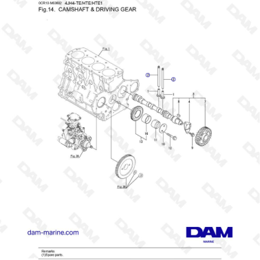 Yanmar 4JH4-TE - CAMSHAFT & DRIVING GEAR