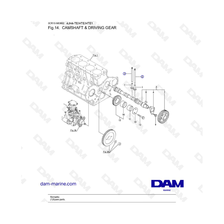 Yanmar 4JH4-TE - CAMSHAFT & DRIVING GEAR