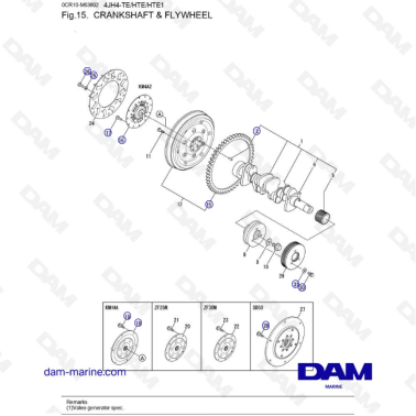 Yanmar 4JH4-TE - CRANKSHAFT & FLYWHEEL
