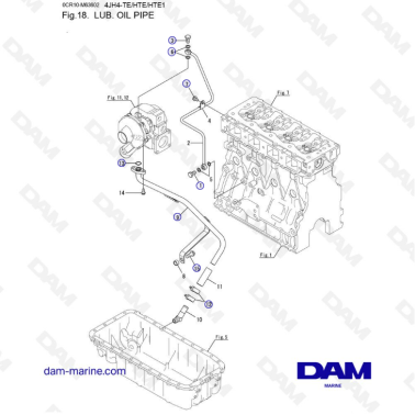 Yanmar 4JH4-TE - LUB. OIL PIPE