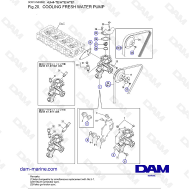 Yanmar 4JH4-TE - COOLING FRESH WATER PUMP