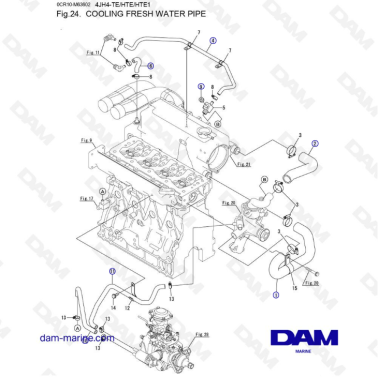 Yanmar 4JH4-TE - COOLING FRESH WATER PIPE