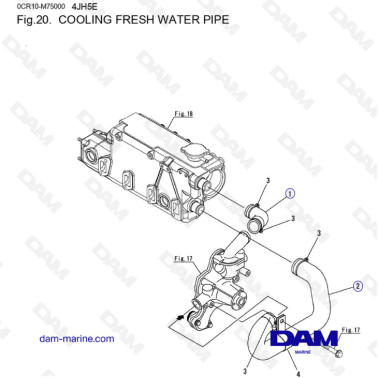 Yanmar 4JH5-E - COOLING FRESH WATER PIPE