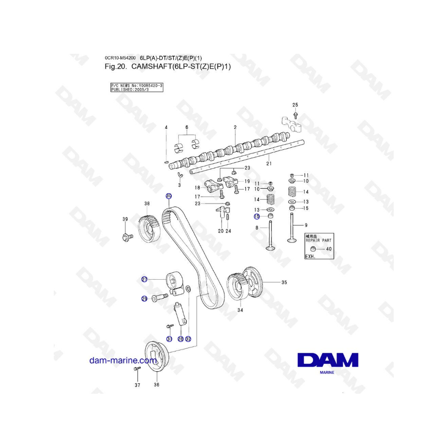 Yanmar 6LP-ST - CAMSHAFT Yanmar 6LP-ST - CAMSHAFT