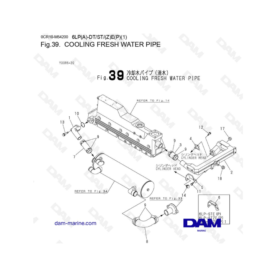 Yanmar 6LP-DTE - COOLING FRESH WATER PIPE