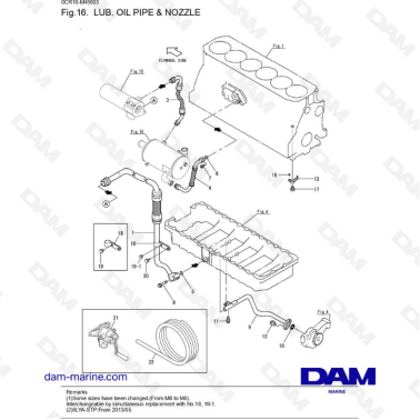 Yanmar 6LYA-STE - LUB. OIL PIPE & NOZZLE