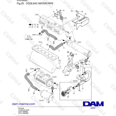 Yanmar 6LYA-STE - COOLING WATER PIPE