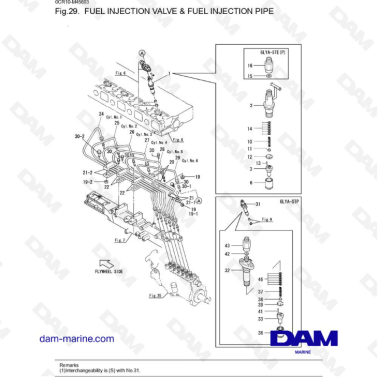Yanmar 6LYA-STE - FUEL INJECTION VALVE & FUEL INJECTION PIPE