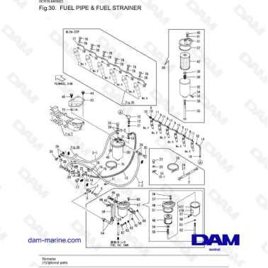 Yanmar 6LYA-STE - FUEL PIPE & FUEL STRAINER