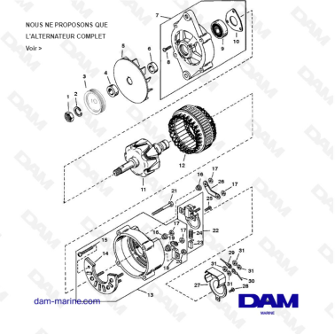 VUE ECLATEE - MERCRUISER 4.3L (GEN 2) GM262 V6 - 1996 - ALTERNATEUR