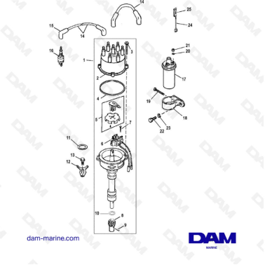 VUE ECLATEE - MERCRUISER 4.3L (GEN 2) GM262 V6 - 1996 - Distributeur
