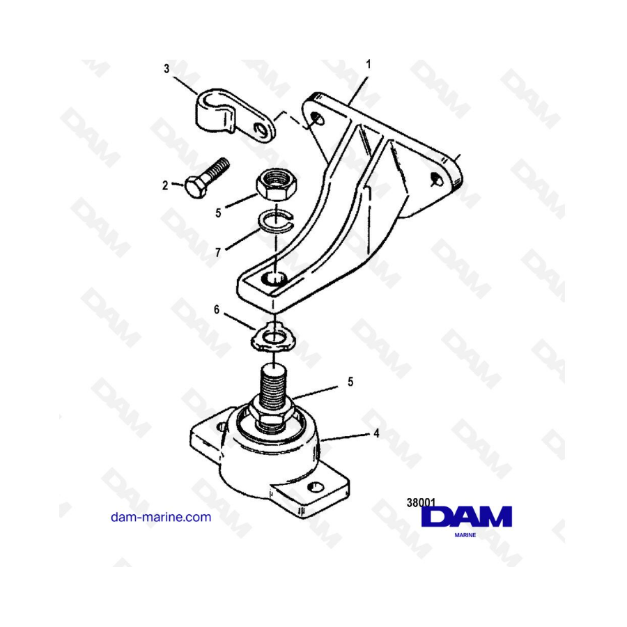 VUE ECLATEE - MERCRUISER 4.3L (GEN 2) GM262 V6 - 1996 - ENGINE MOUNTING PARTS