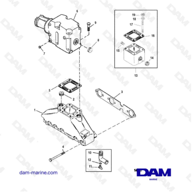 VUE ECLATEE - MERCRUISER 4.3L (GEN 2) GM262 V6 - 1996 - Exhaust Manifold