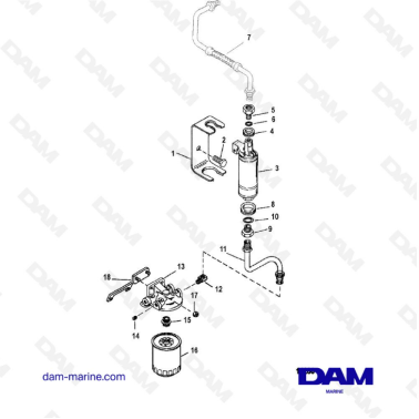 VUE ECLATEE - MERCRUISER 4.3L (GEN 2) GM262 V6 - 1996 - FUEL PUMP