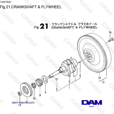 Yanmar 1GM10 - CRANKSHAFT & FLYWHEEL