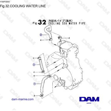Yanmar 1GM10 - COOLING SEA WATER PIPE