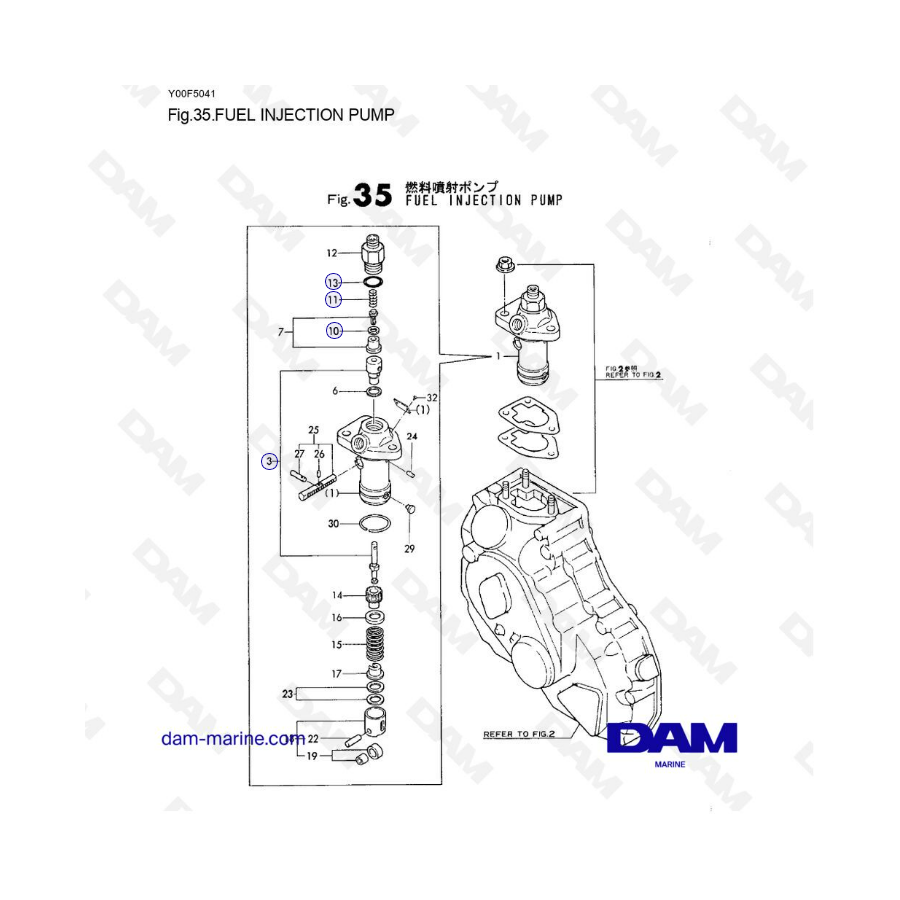 Yanmar 1GM10 - BOMBA DE INYECCIÃ“N DE COMBUSTIBLE