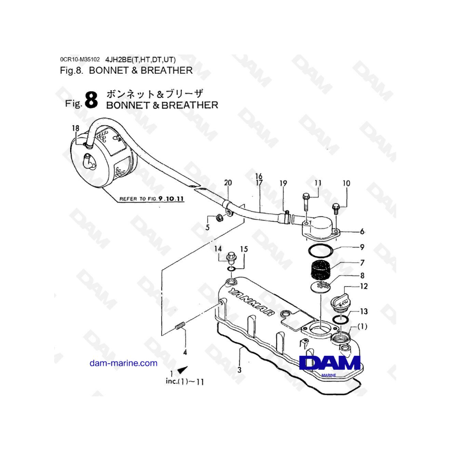 Yanmar 4JH2 - BONNET & BREATHER