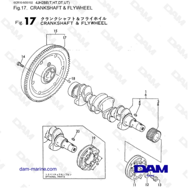 Yanmar 4JH2 - CRANKSHAFT & FLYWHEEL