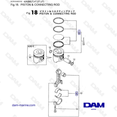 Yanmar 4JH2 - PISTON & CONNECTING ROD