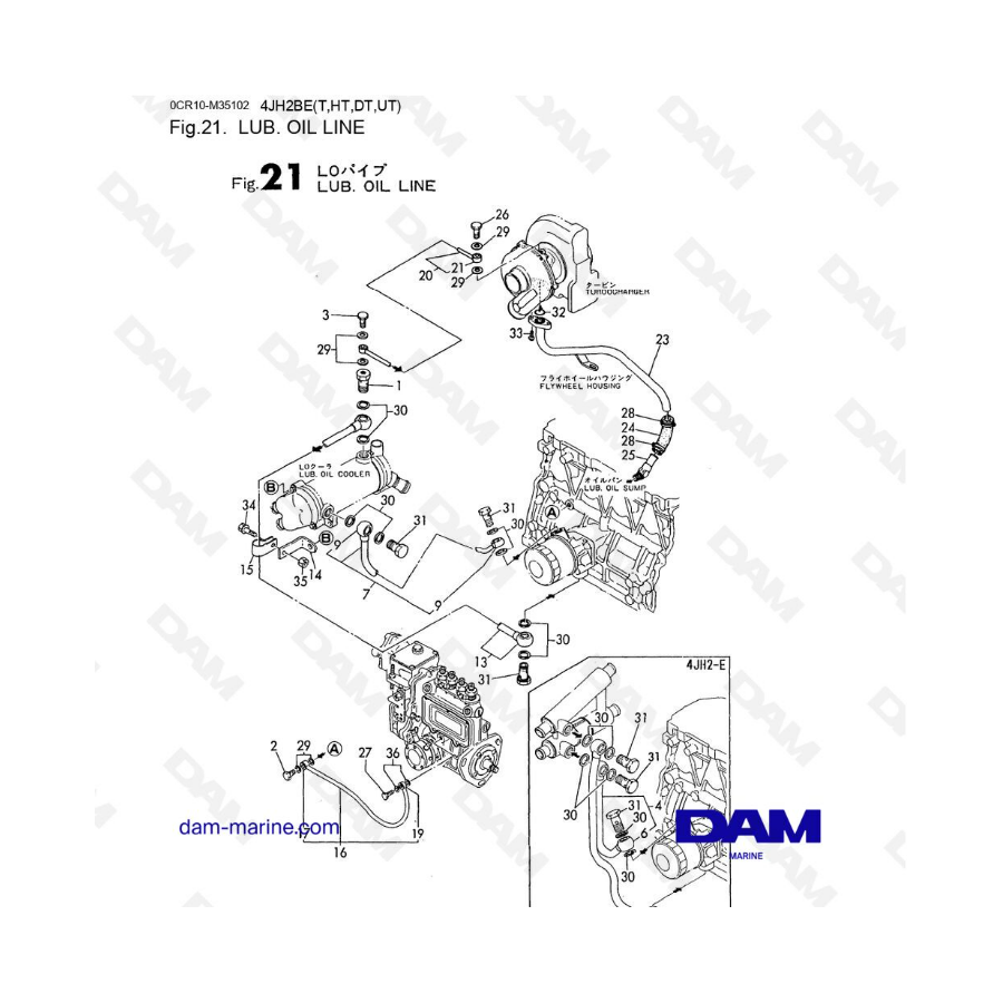 Yanmar 4JH2 - LUB. OIL LINE