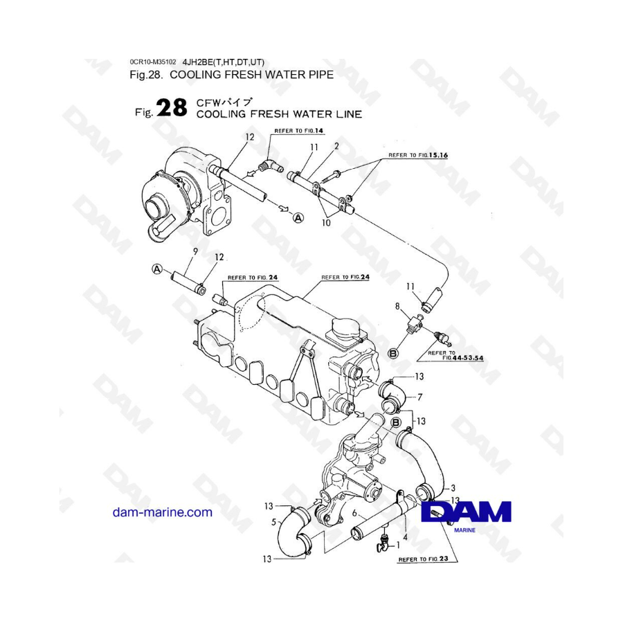 Yanmar 4JH2 - COOLING FRESH WATER PIPE
