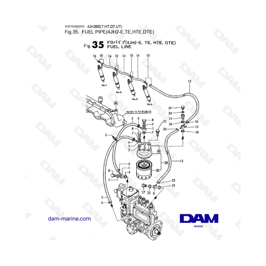 Yanmar 4JH2-E - TUBERÍA DE COMBUSTIBLE