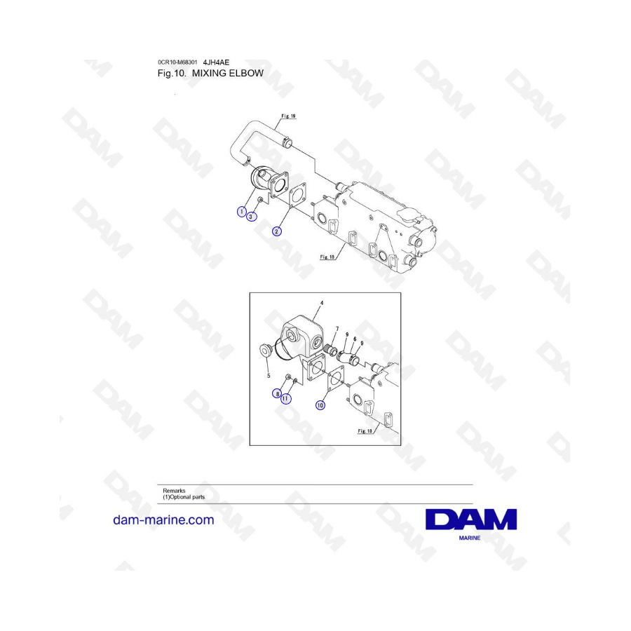 Yanmar 4JH4-AE - MIXING ELBOW