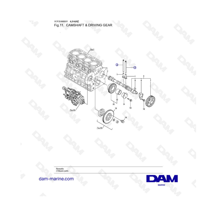 Yanmar 4JH4-AE - CAMSHAFT & DRIVING GEAR
