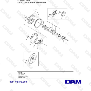 Yanmar 4JH4-AE - CRANKSHAFT & FLYWHEEL