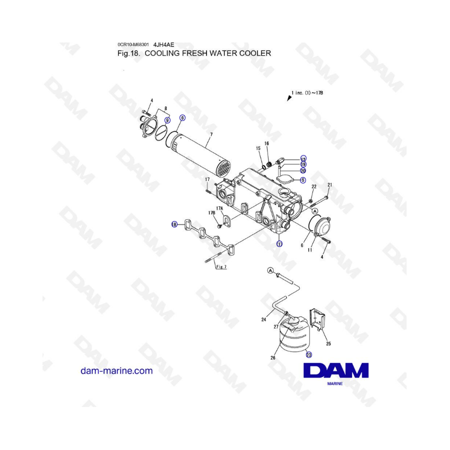 Yanmar 4JH4-AE - COOLING FRESH WATER COOLER