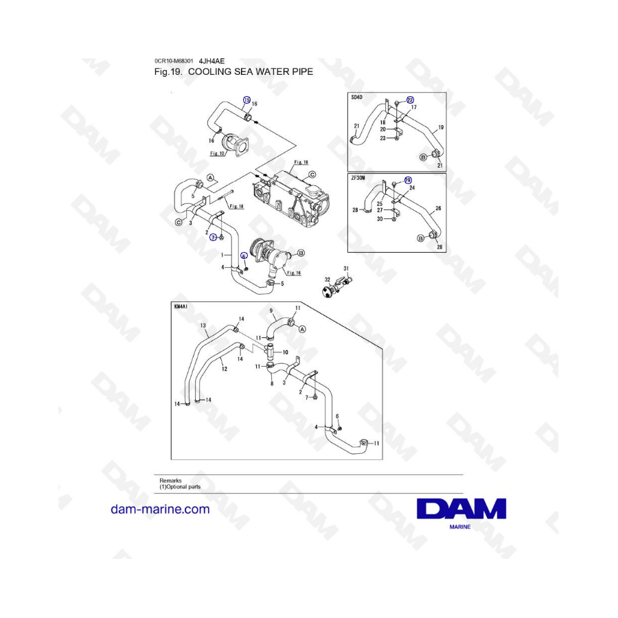 Yanmar 4JH4-AE - COOLING SEA WATER PIPE