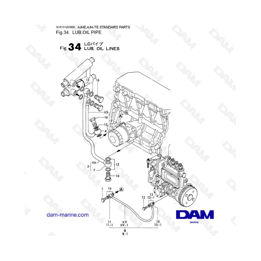 Yanmar 4JHE - LUB. OIL PIPE