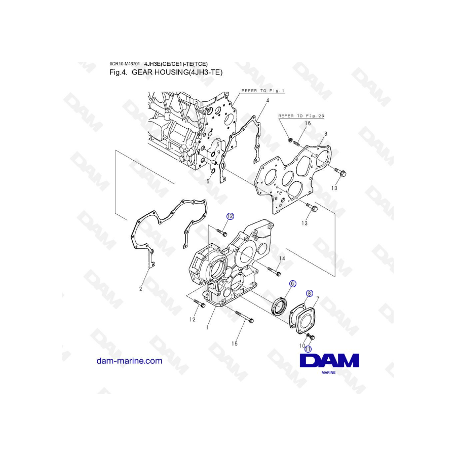 Yanmar 4JH3-TE - GEAR HOUSING