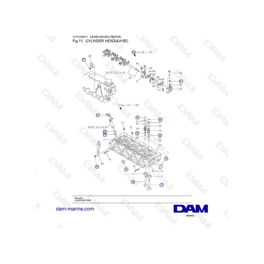 Yanmar 4JH3-E -TE - CABEZA DE CILINDRO