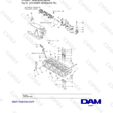 Yanmar 4JH3-TE - TETE DE CYLINDRE