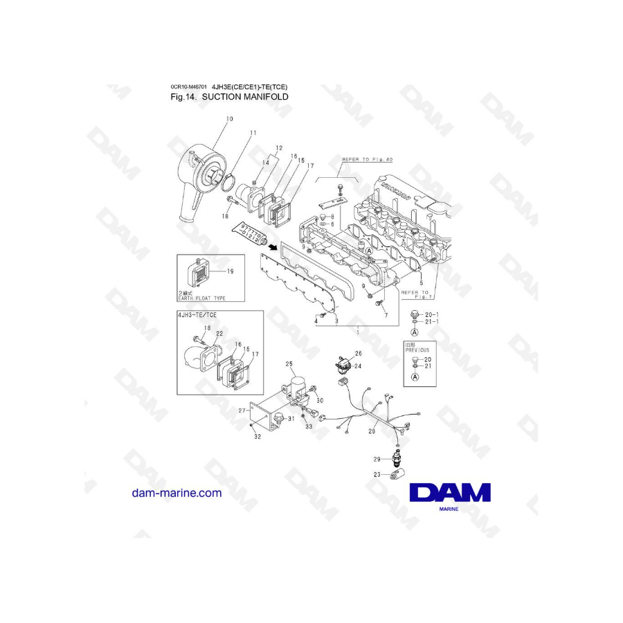 Yanmar 4JH3-E - TE - COLECTOR DE SUCCIÓN
