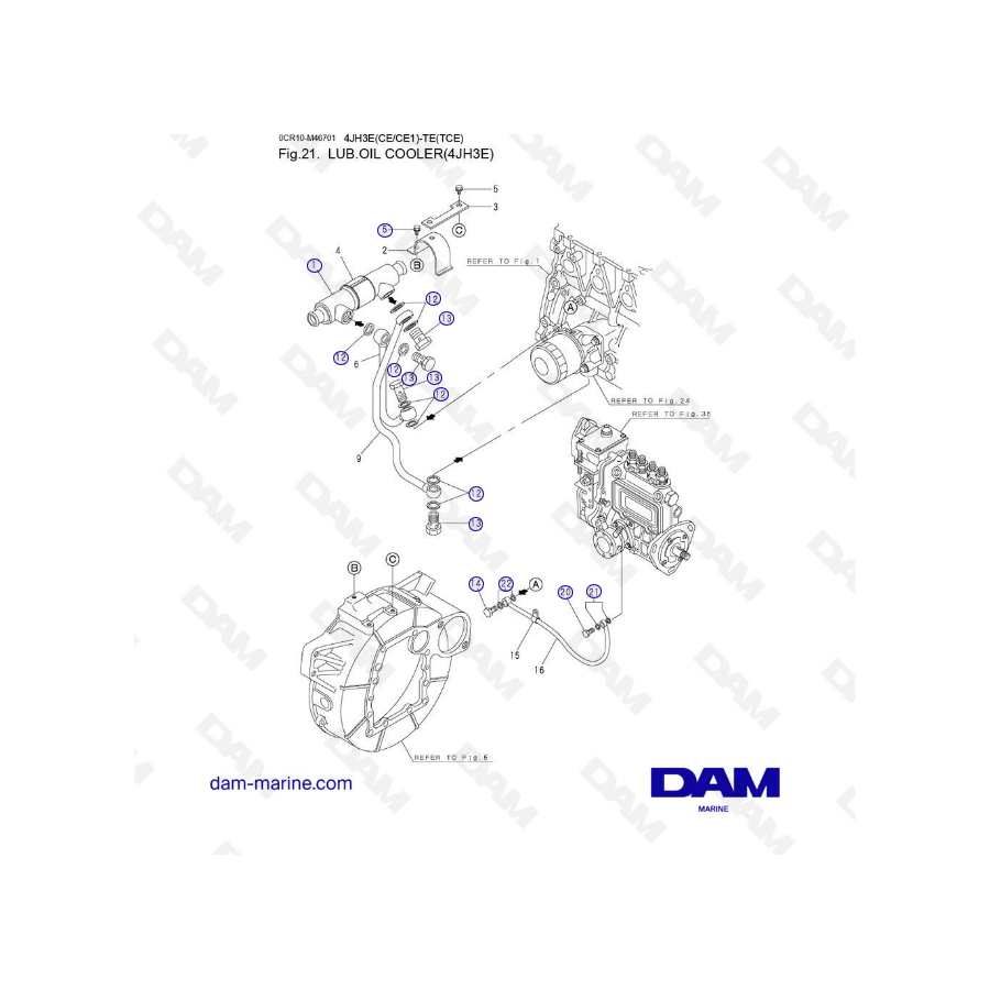 Yanmar 4JH3E - LUB. OIL COOLER
