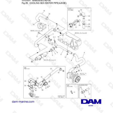 Yanmar 4JH3-E - COOLING SEA WATER PIPE