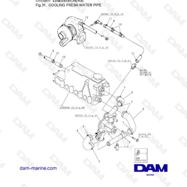 Yanmar 4JH3-E - TE - COOLING FRESH WATER PIPE