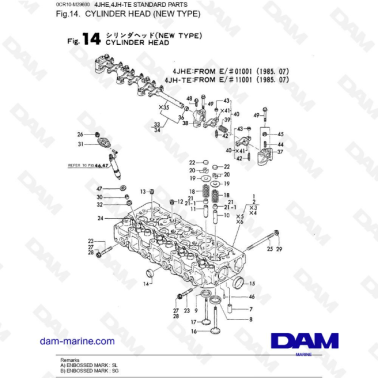 Yanmar 4JHE-TE - Tête de cylindre