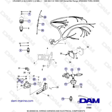 VUE ECLATEE - MERCRUISER 4.3LX (GEN +) GM262 V6 - 1996-1997 - Fusibles