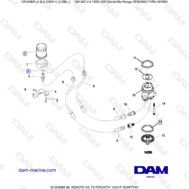 VUE ECLATEE - MERCRUISER 4.3LX (GEN +) GM262 V6 - 1996-1997 -