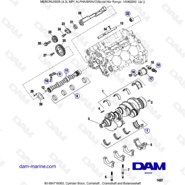 VUE ECLATEE - MERCRUISER 4.3L MPI ALPHA/BRAVO -