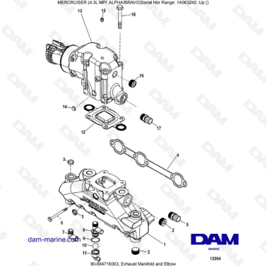 VUE ECLATEE - MERCRUISER 4.3L MPI ALPHA/BRAVO - Exhaust Manifold