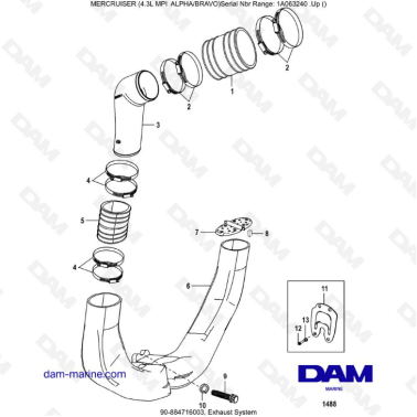 VUE ECLATEE - MERCRUISER 4.3L MPI ALPHA/BRAVO - Exhaust system
